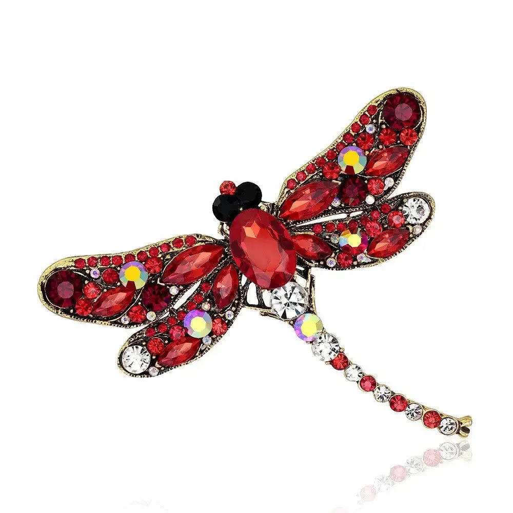 

Vintage Women Rhinestone Insect Dragonfly Shape Brooch Pin for Dress Animal Elegant Lapel Pin Bag Clothes Decoration Accessories
