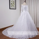 Кружевное свадебное платье с бисером, свадебное платье с длинным рукавом и открытыми плечами, бальное платье, женское платье