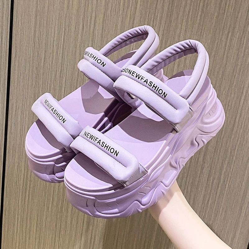 

Women Platform Sandals NEW Summer Designers Flat Heels Chunky Shoes 8CM Hook Loop Beach Slippers Woman Gladiator Sport Sandalias