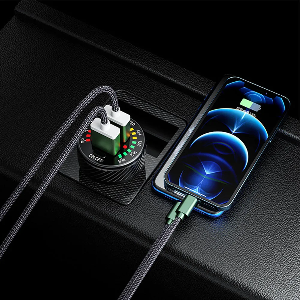 

Автомобильное зарядное устройство с двумя USB-портами, 12-24 В, QC 3,0