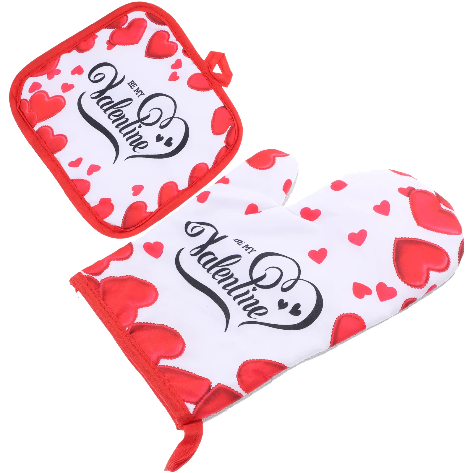 

Oven Mitts Valentines Day Mittens Gloves Pot Holders Kitchen Baking Heart Microwave Valentine Cookware Happy Pads Set Decorative