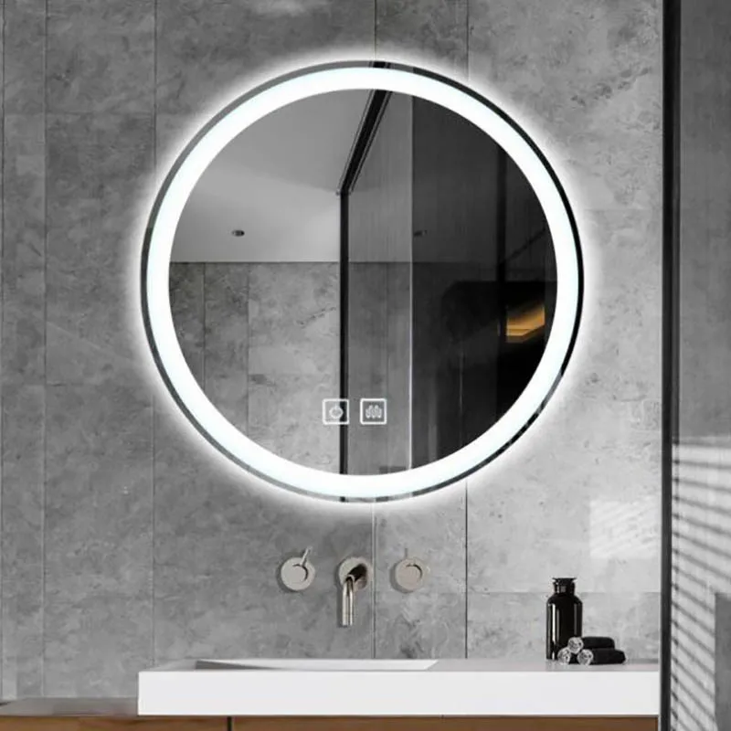 

Decoration Bathroom Mirror Light Modern Round Switch Mirror Makeup Dimmable Vanity Cabinet Espelho De Maquiagem Household Items