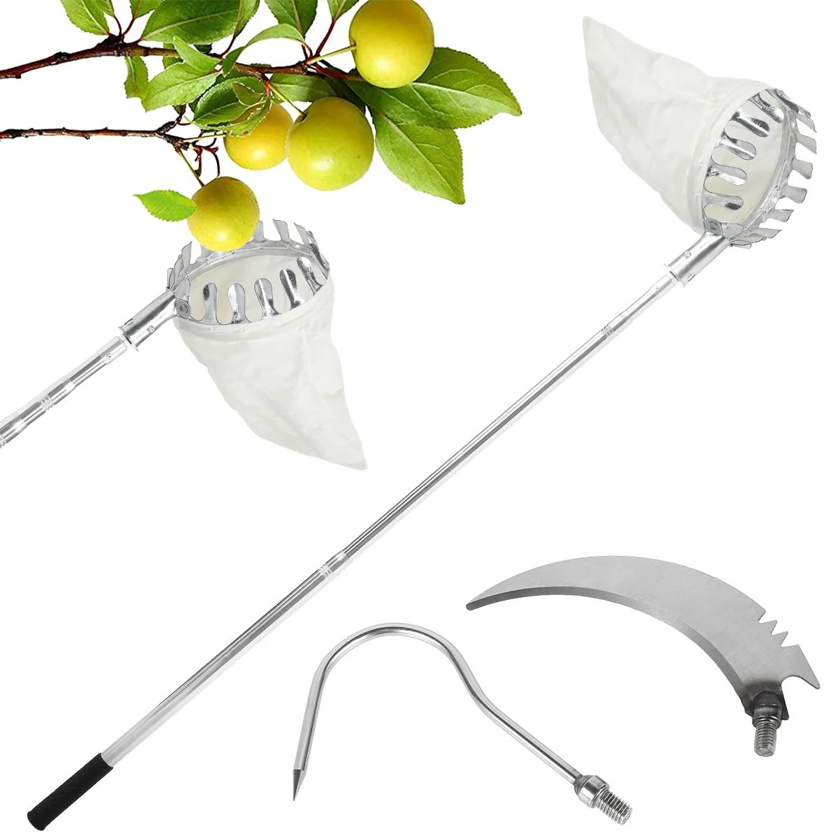 

Fruit Picker Tool Adjustable Fruit Picking Harvester with 4.9Ft Telescopic Pole Ergonomic Lightweight Fruit Catcher Fruit