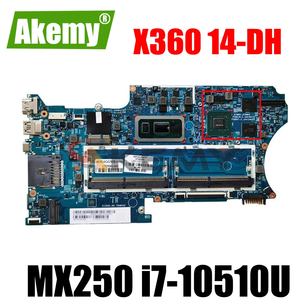 

For HP pavilion X360 14T-DH 14M-DH 14-DH 18742-1 Laptop Motherboard with/N17S-G2-A1 MX250 GPU i7-10510U CPU 100% working