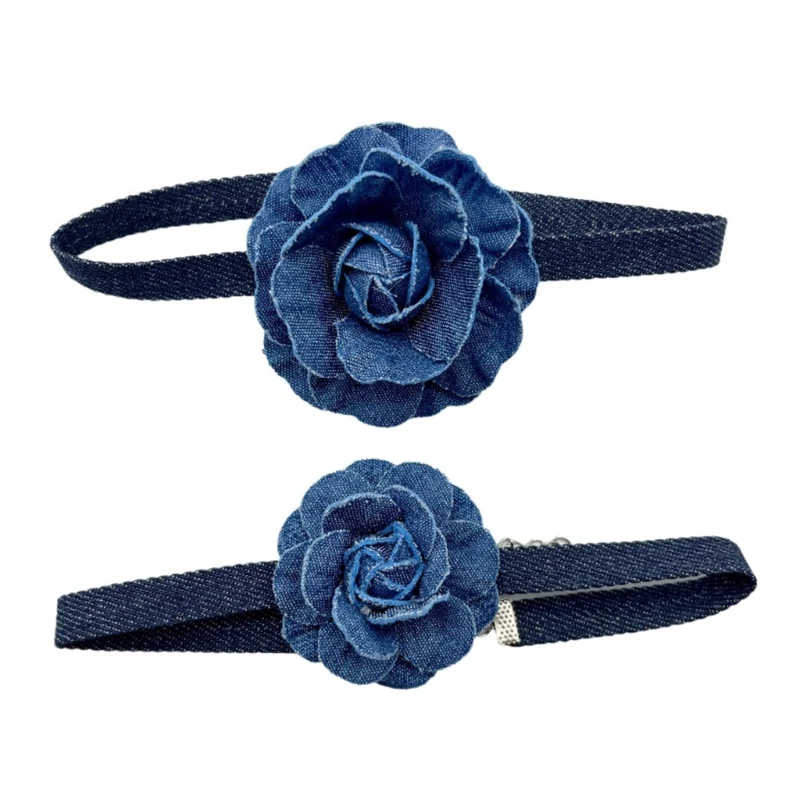 

Exaggerated Romantic Blue Flower Choker Necklace for Women Delicate Fashion Cloth Chian Necklace Female Collar Jewelry Dropship