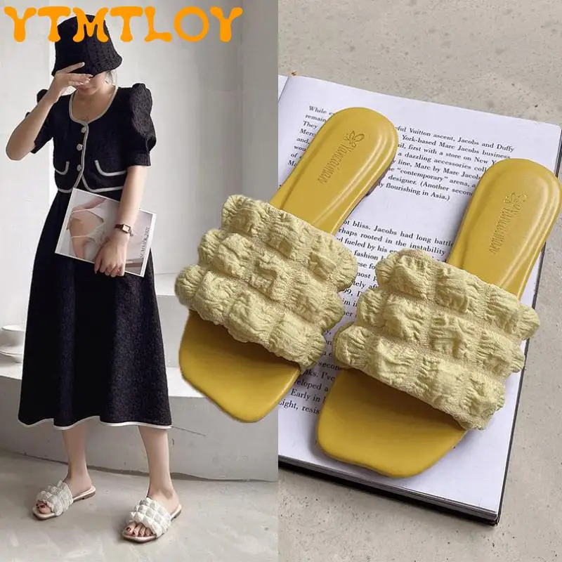 

2022 New Slippers Women's Summer Outer Wear Thick Sole Fashion Net Red Flat Flip-flops Non-slip Beach Sandals Beach Slippers