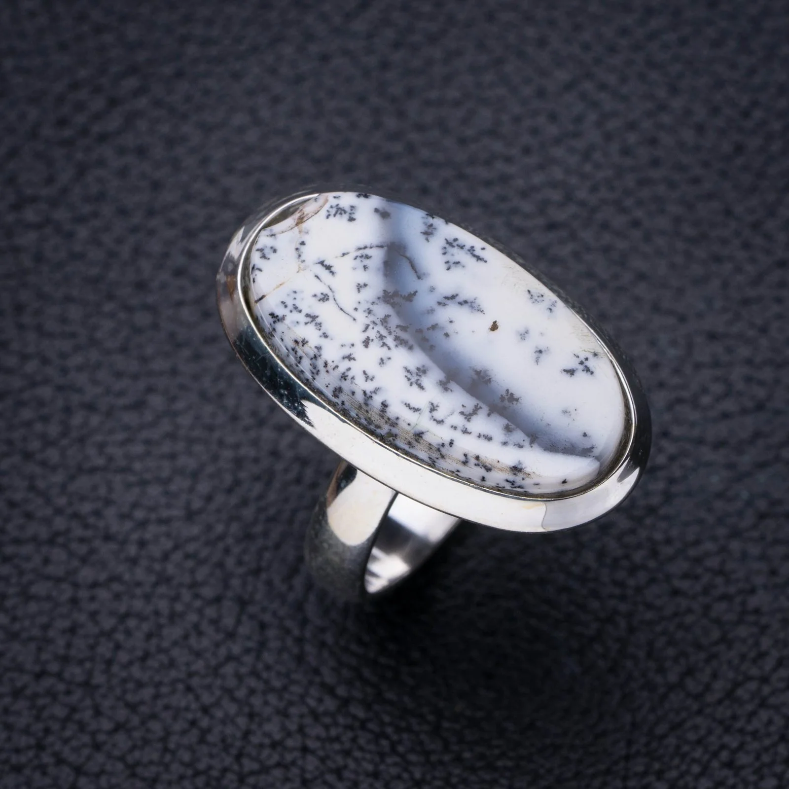 

StarGems Natural Dendritic Opal Handmade 925 Sterling Silver Ring 6.75 E8256