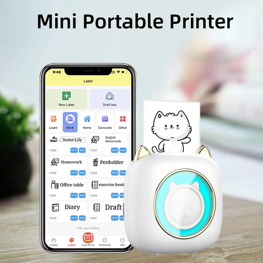 

Мини-принтер портативный термопринтер фото печать этикетки Карманный принтер DIY печать беспроводной BT Connect 200dpi принтер