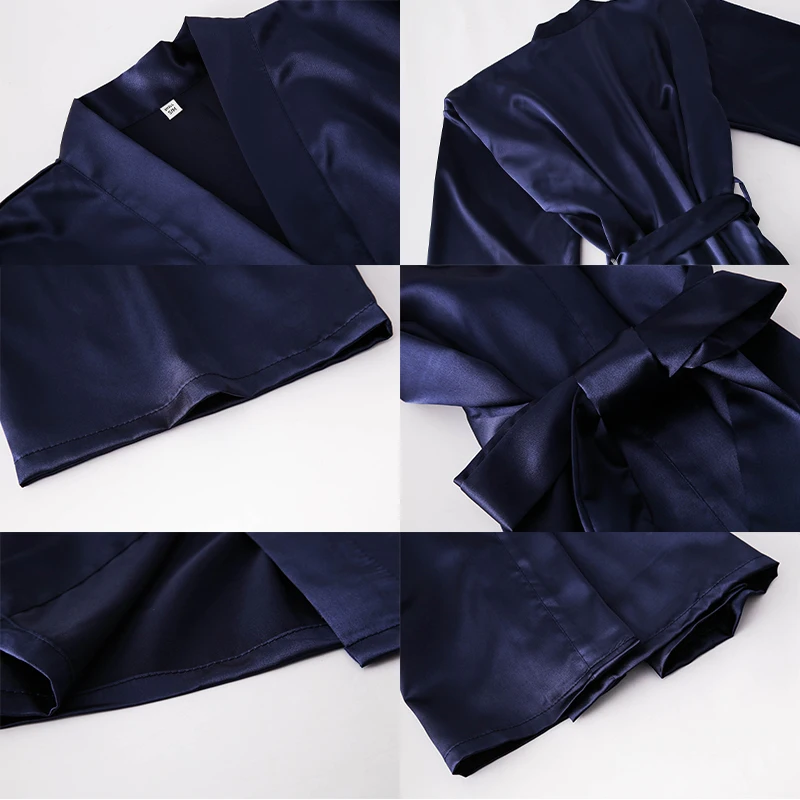 Navy Team Bride Robes Summer Bridal Robe Short Silky Satin Robe Kimono Sleepwear Women Bridesmaid Robes Matron of the Bride