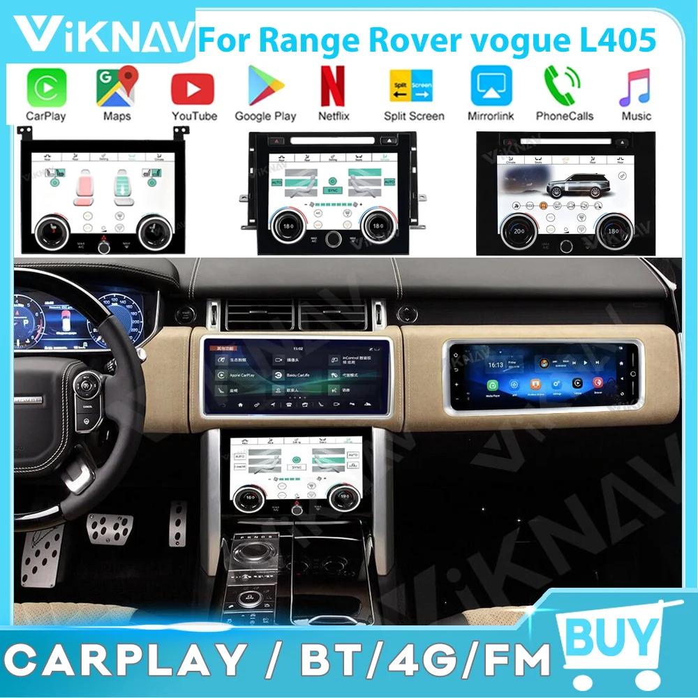 

2din Android car radio For Range Rover vogue L405 2013-2020 touch 10.4 inch AC screen Co-pilot screen GPS Navigation player