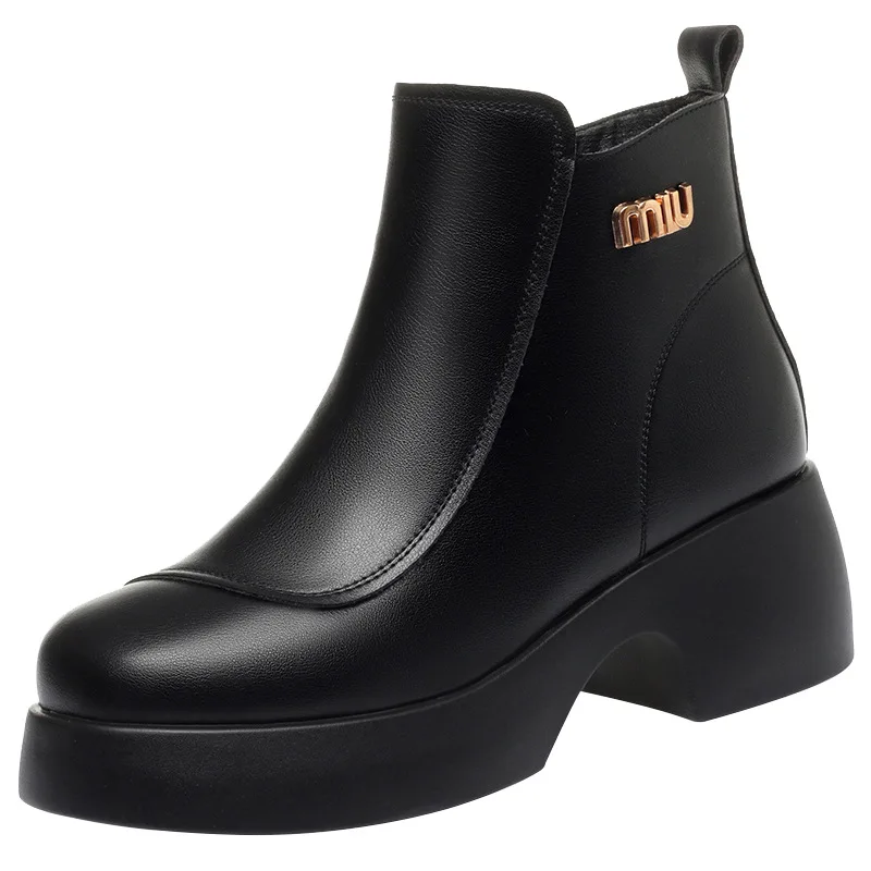 Женские Модные осенне-зимние повседневные удобные женские кожаные ботинки на