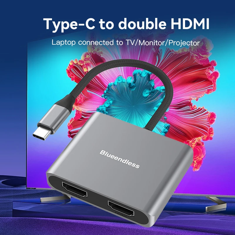 

Новинка, аксессуары для компьютера, Usb C адаптер, Дубликатор, двойной адаптер HDTV, Тип C, 2 в 1, разветвитель для ноутбука