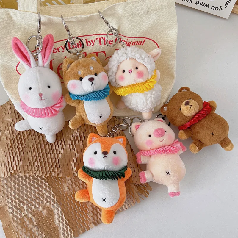 

Cute Ballet Animal Funny Keychains Plush Toys Pendant Kawaii Bear Rabbit Pig Fox Sheep Dog Pet Stuffed Soft Kawaii Bag Keyring