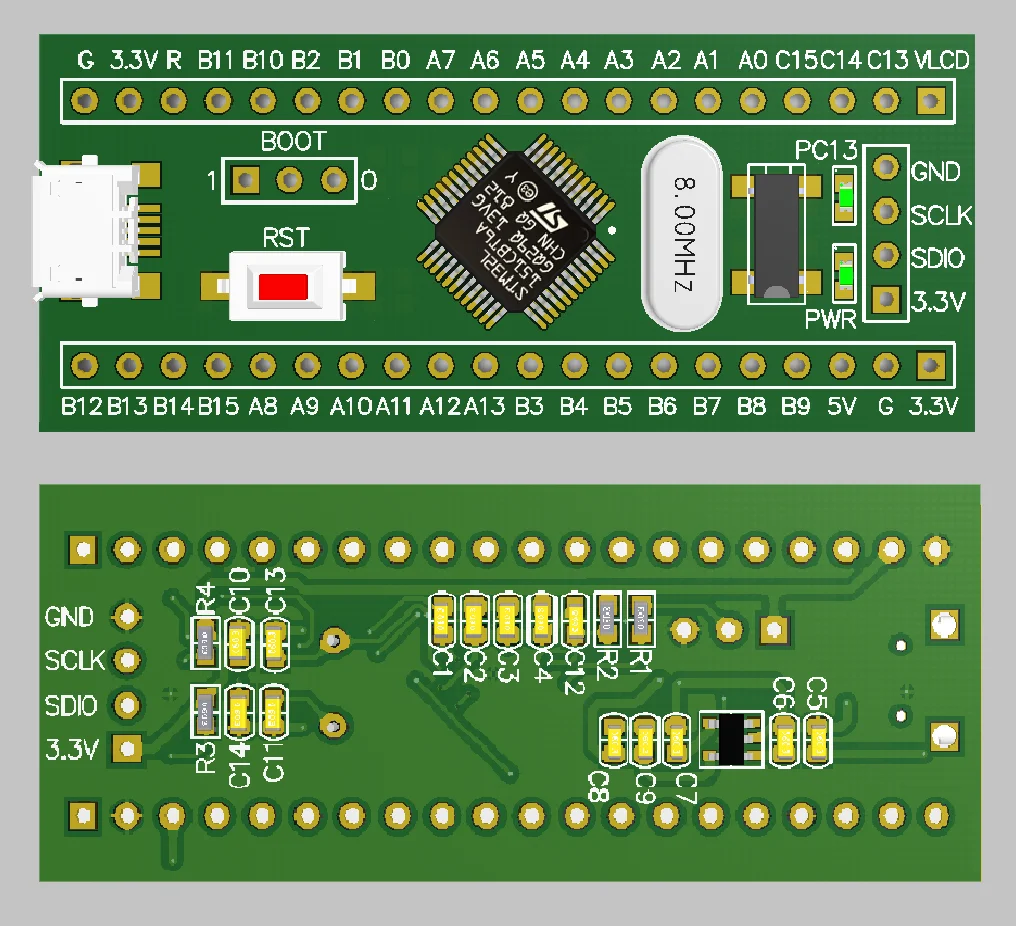 Материнская плата STM32L151C8T6A ЖК-дисплей STM32L151 минимальная разработки системы
