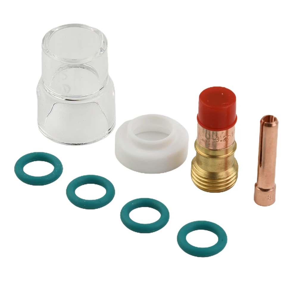 

8pcs TIG Welding Torch Stubby Gas Lens #12 Heat Glass Cup Contact Tips Kit For WP-17/18/26 10N25S Stubby Collet Soldering Tool
