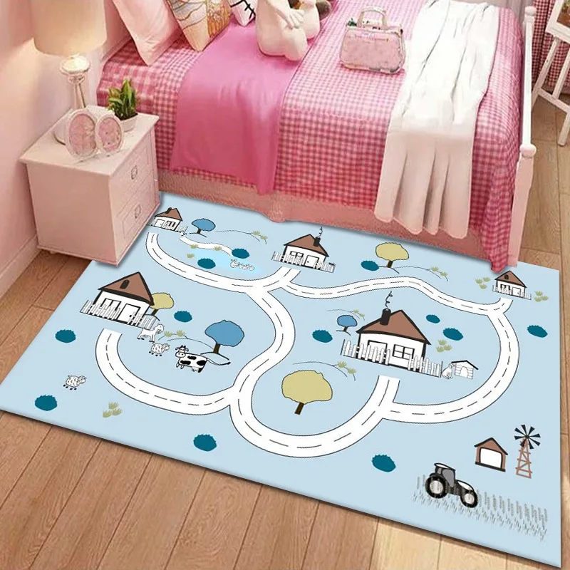 

Cartoon Children'S Room Carpet Bedroom Living Room Fun Children'S Game Floor Mat Baby Non-Slip Crawling Mat Washable Rug
