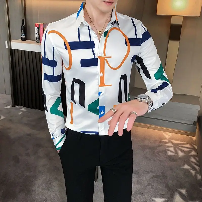 

Men shirt Long Sleeve Spring and Autumn Korean Fashion Handsome Shirts and blouses Fashion Casual Men's Clothing Top