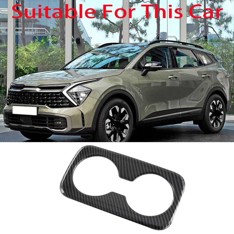 

Carbon Fiber Rear Seat Drink Cup Holder Cover Sticker Trim For Kia Sportage NQ5 2021 2022