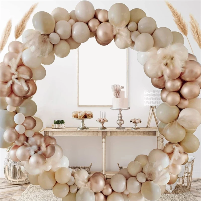 

Beige Balloons Garland Arch Kit with Nude White Apricot Globos for Engagement Wedding Baby Shower Birthday Boho Party Decoration