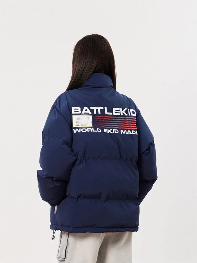 Высококачественное пальто с хлопковой подкладкой и воротником-стойкой принтом