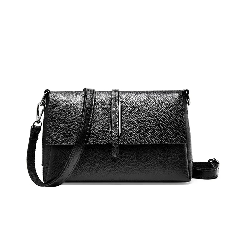 

SALEQI 2022 First Layer Cowhide Female Luxury Shoulder Bags Lady Retro Fashion Flap Crossbady Small Handbag Simple Classic Purse