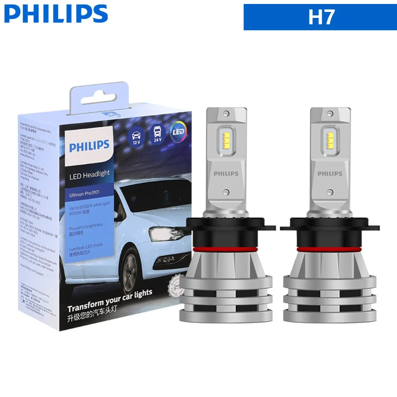 

Лампы Philips H4 H7 H11 Светодиодный Ultinon Pro3101 H1 H3 HB3 HB4 HIR2 9005 9006 9012, яркие белые Автомобильные фары 6000K, 2 шт.