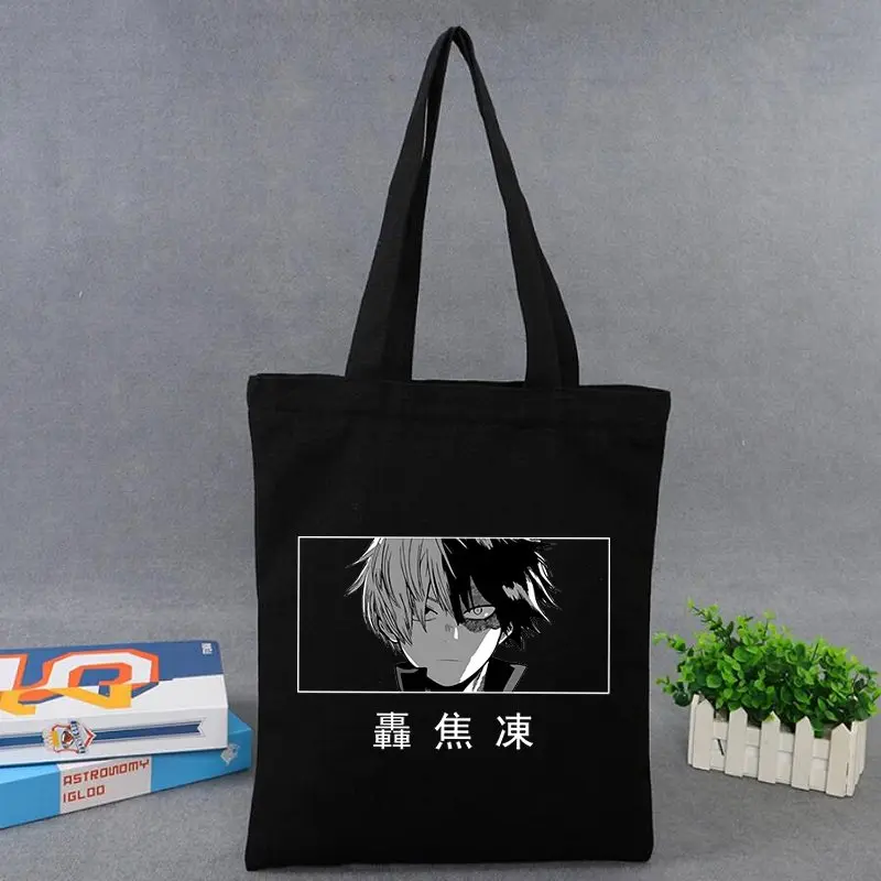 

Сумка для покупок My Hero академия, Todoroki Graphic Tote Harajuku, сумка для покупок, Женская Холщовая Сумка через плечо, забавная эко-сумка для Аниме Манга