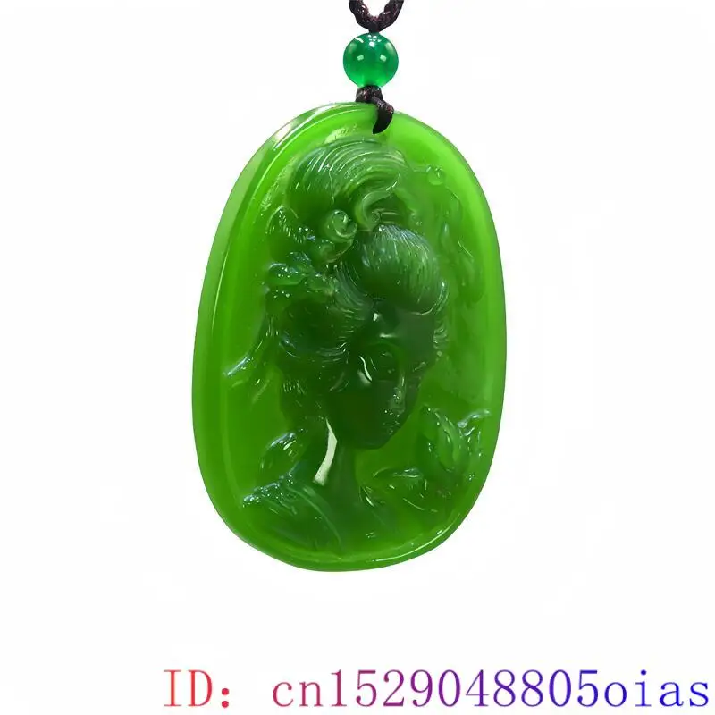 Ожерелье с подвеской из натурального зеленого нефрита Модный Роскошный