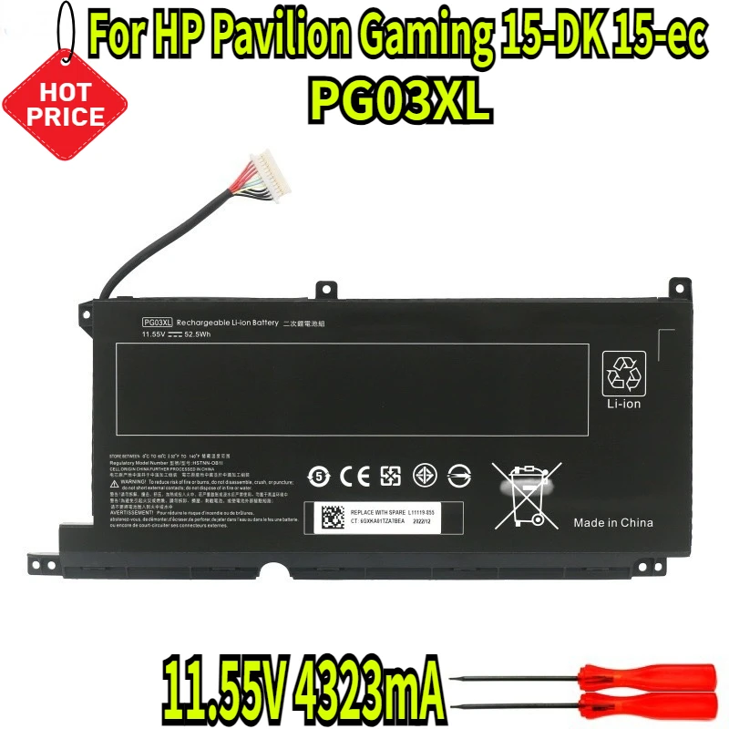 11 55 В 4323 мА PG03XL Аккумулятор для ноутбука HP Pavilion Gaming 15-DK 15-ec 16-a0000 OMEN 5X FPC52 Series TPN-C141