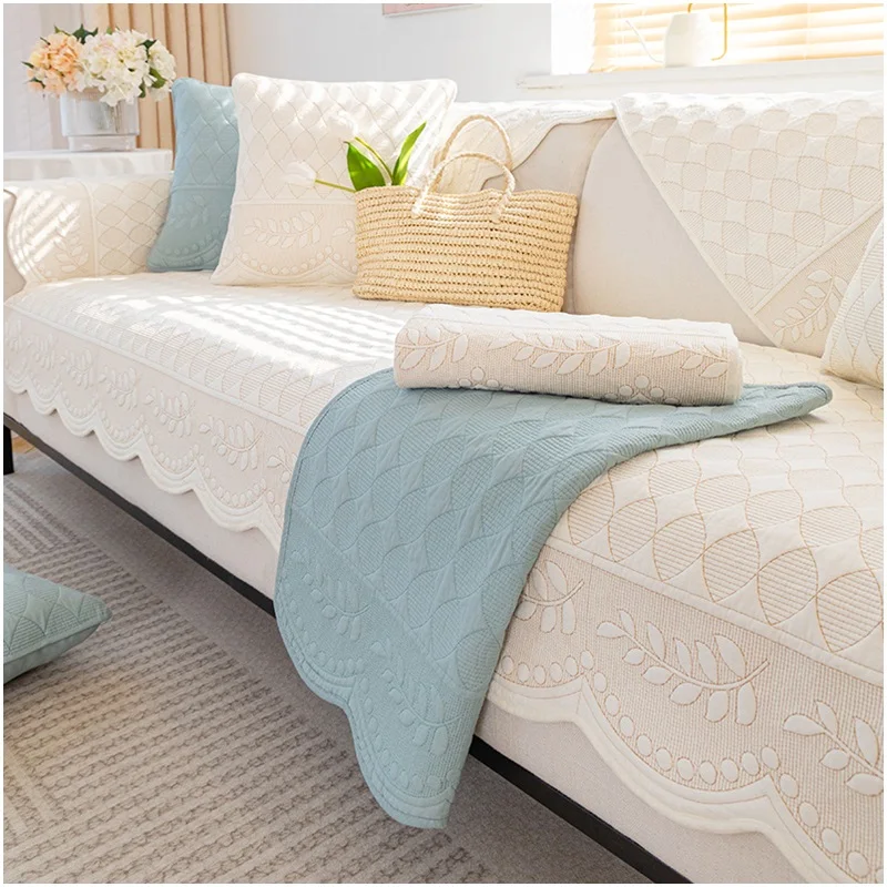 

Jacquard Cotton Sofa Cushion for Living Room Four Seasons Universal Sofas Towel Fresh Simple Couch Cover Armrest Backrest Mat