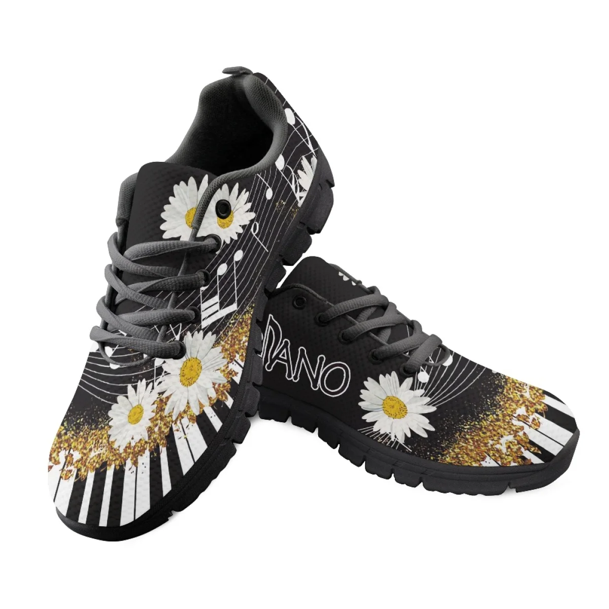 

New Fashion Sneakers Little Daisy Piano Keys Leisure Custom Design Womens Shoes Anti-slip Round Toe Zapatos Para Damas En Oferta