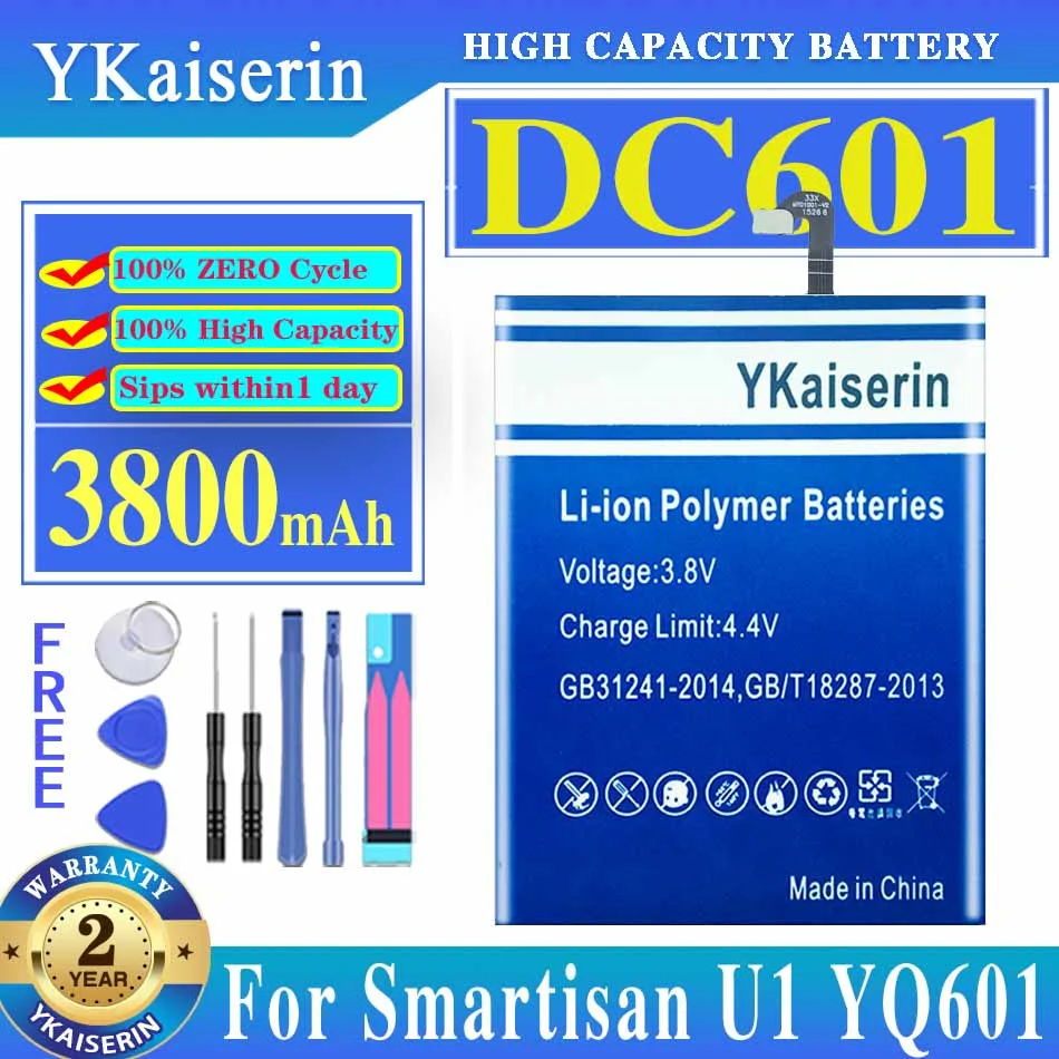 

YKaiserin DC 601 3800mAh New Battery For Smartisan U1 YQ601 YQ603 YQ605 607 DC601 Phone Replace + Tracking Number