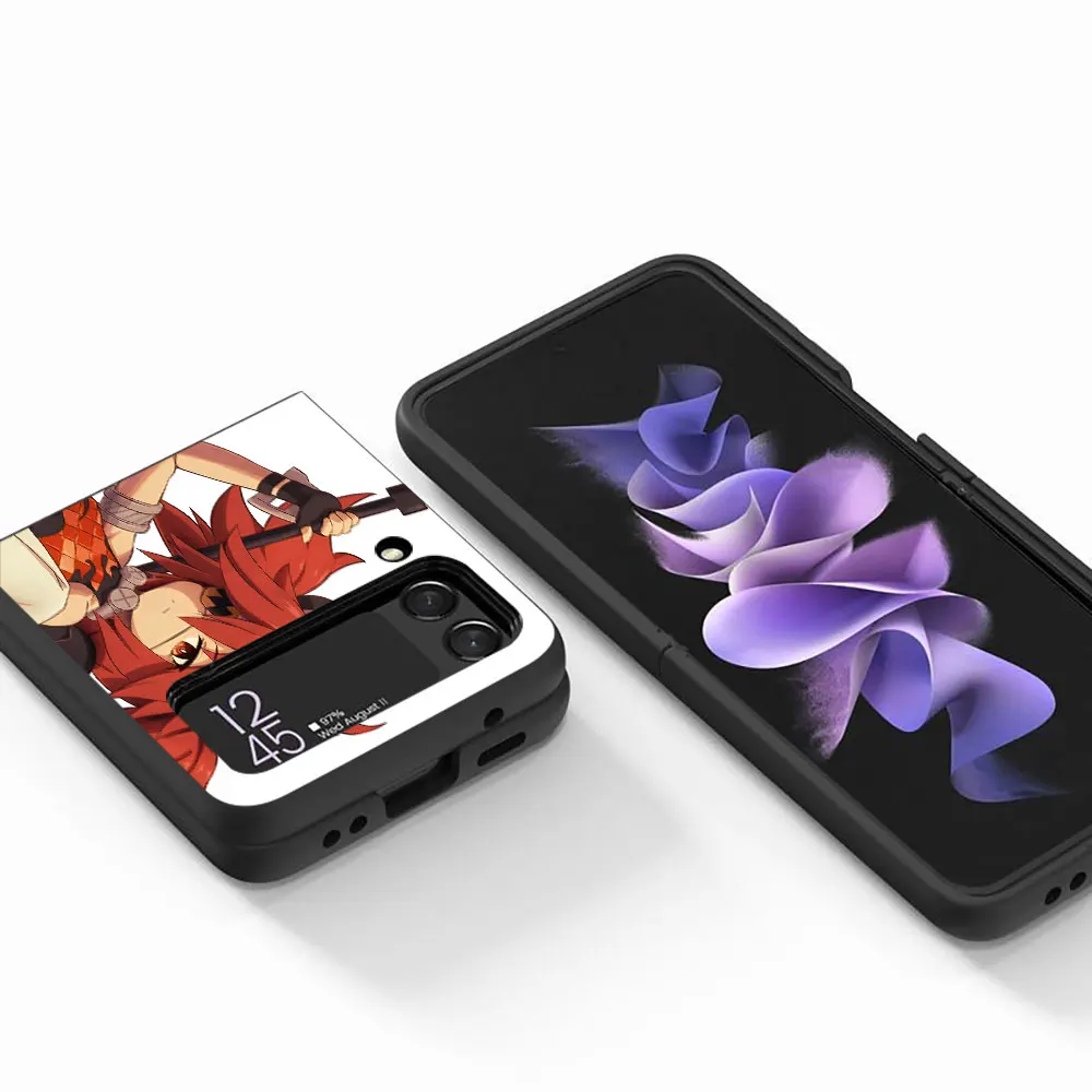 Игровой чехол Koleda Belobog ZZZ для Samsung Galaxy Z Flip 4 3 5G жесткий черный мобильного телефона
