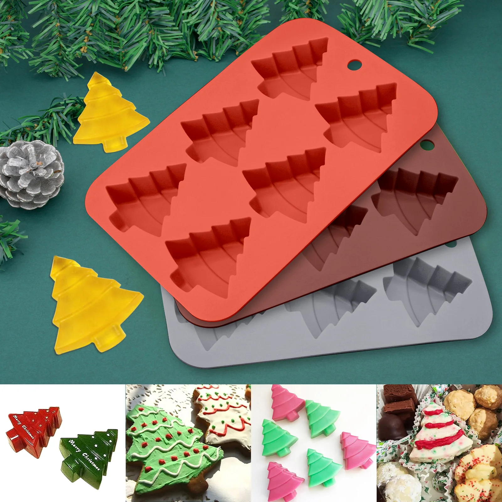 

Gingerbread Man House Chocolate Cake Silicone Mold DIY Christmas Tree Biscuit Candy Jelly Baking Tool Festival Soap Candle Gifts