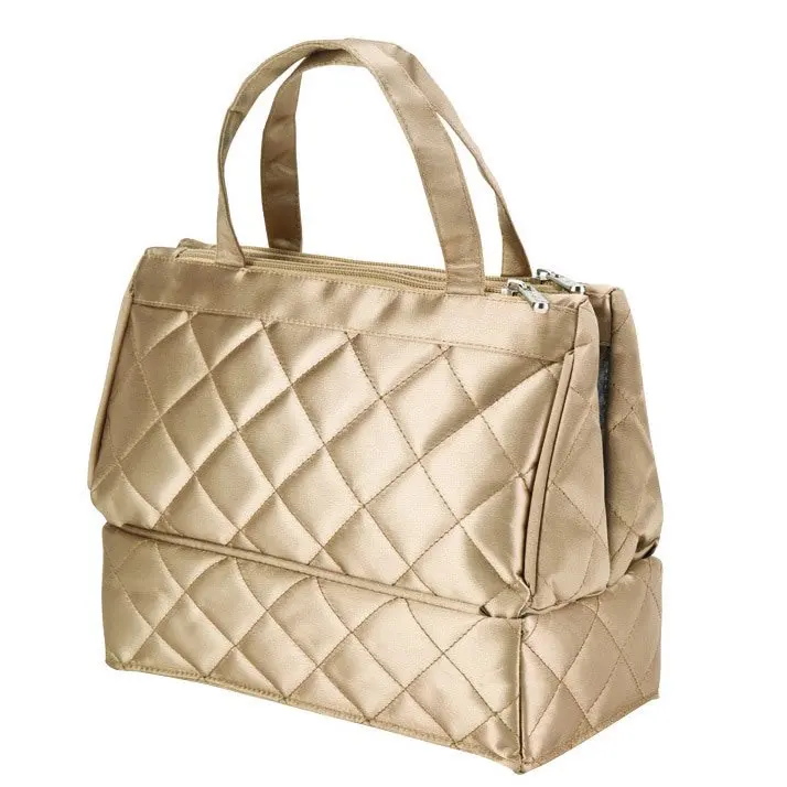 QUILTED GOLD COSMETIC / TOILETRY BAG