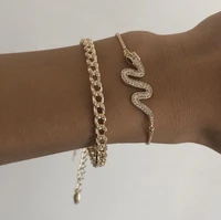 punk indian chunky chain snake bracelet bangle set for women gold color serpent crystal multilayer charm bracelets boho jewelry