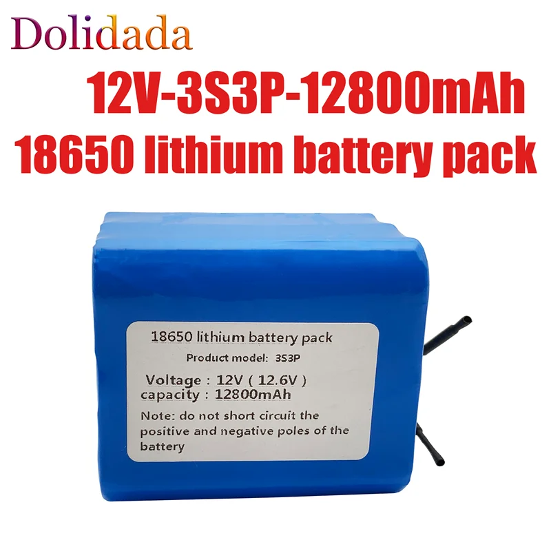 

Batterie LI-ION 3S3P 12V 18650 mAh QB 12800, PCB (3-6A) avec fils de plomb, utilisé pour les caméscopes,