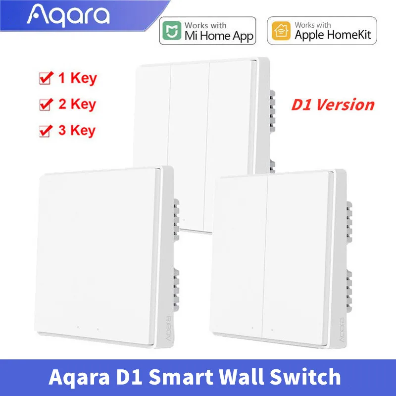 Aqara D1 Wall Switch ZigBee Smart Wireless Key Light Remote Control Fire Wire With /NO Neutral Work With Xiaomi Mi Home Homekit