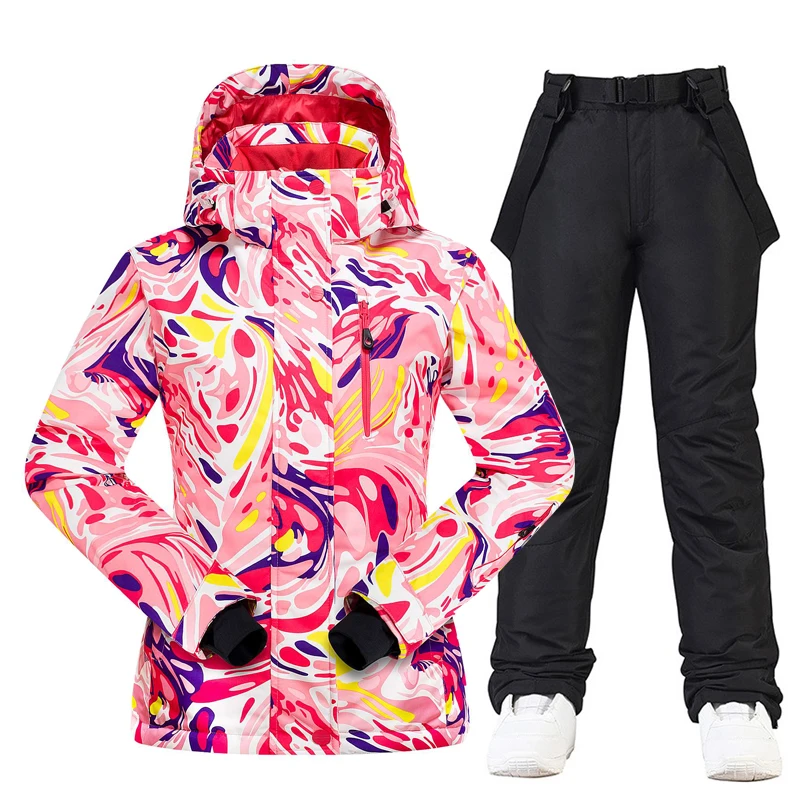 

Новый лыжный костюм, женская зимняя теплая водонепроницаемая ветрозащитная одежда, зимние штаны, лыжная куртка, Женский комплект, костюмы д...