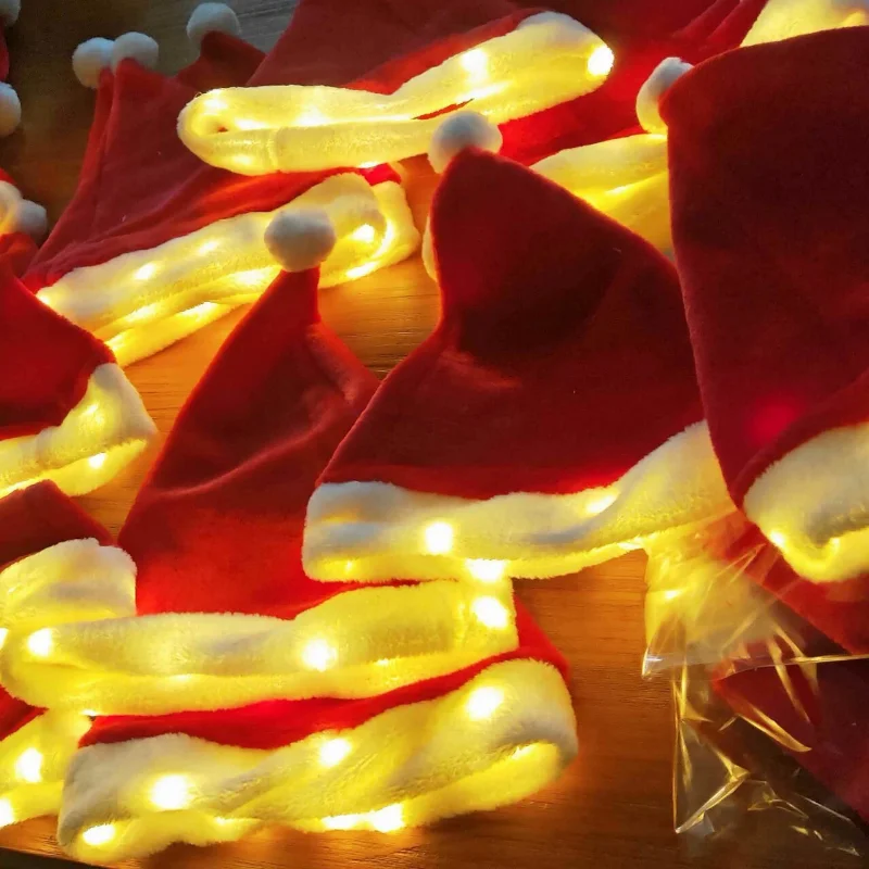 New Luminous Christmas Hat Creative LED Light Christmas Decoration Plush Hat Lantern Flash String Headdress GL302