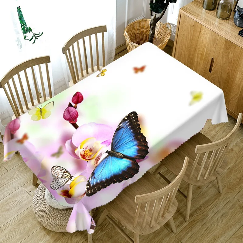 

Light Color Butterfly and Flower Tablecloth Personalized Tablecloth Mantel Mesa Mantel Mesa Impermeable Manteles Flat Bottom