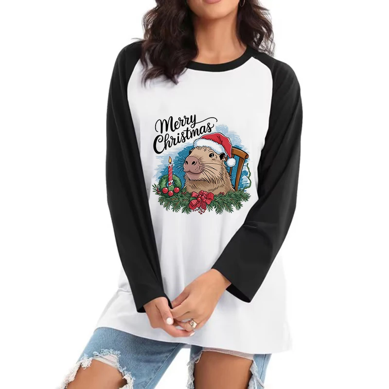 Funny Mange Tshirt Harajuku Y2k Tops Cartoon Capybara Gothic Long Sleeve Tee Shirt for Women Men Fashion Graphic T-shirt Clothes