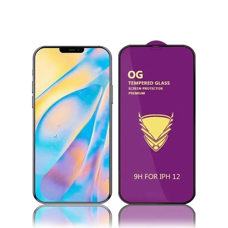 25 PCS Golden Armor OG Full Glue Tempered Glass Screen Protector for iPhone 14, 13, 12 Mini, 12 Pro Max, 11 Pro, XR, 7/8 Plus