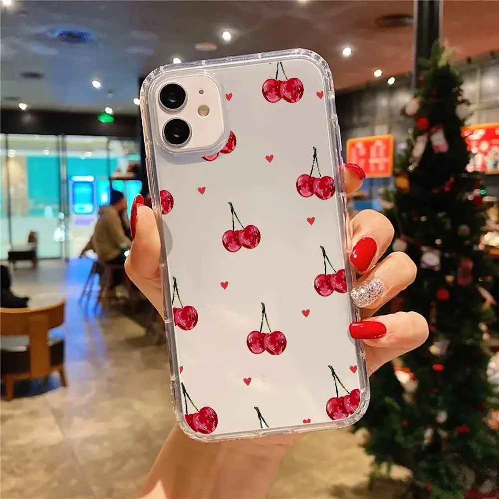 Фото Прозрачный чехол для телефона Pink Cherries Heart Coquette для iPhone 17, 16, 11, 13, 15, 14, 12, Pro Max 7, 8 Plus XS X XR 17 Air Transparent Cover №2