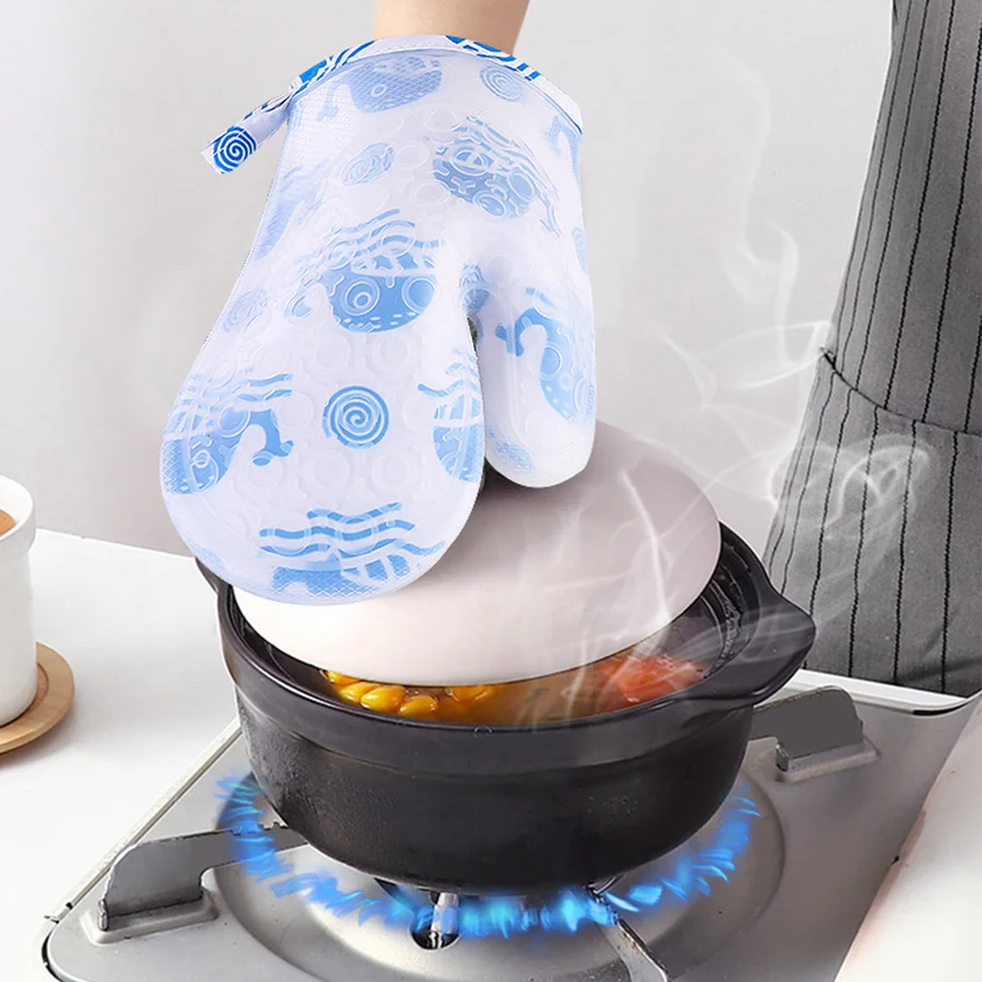 

Short Thickened Silica Gel And Cotton Insulation Gloves Microwave Oven Double-layer Baking Gloves Kitchen Tools Glove