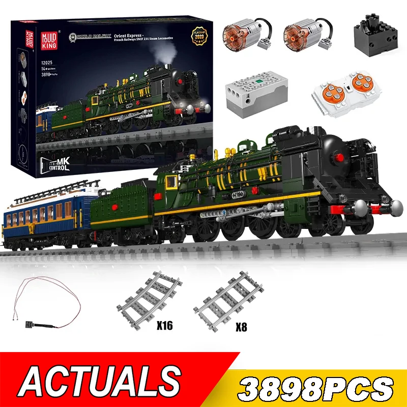 

Формовочный конструктор King 12025, модель машинки с электроприводом на радиоуправлении, французские железные дороги, паровоз, электромотив 231, игрушки, подарок для детей