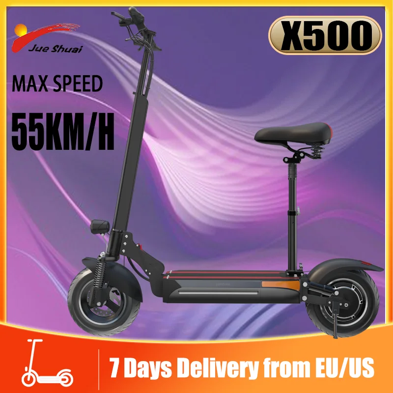 

Jueshuai X500 Electric Scooter 1200W 48V Scooter Electric 55KM/H Dual Shock Absorption E Scooter 10 Inch Tire Scooter with Seat