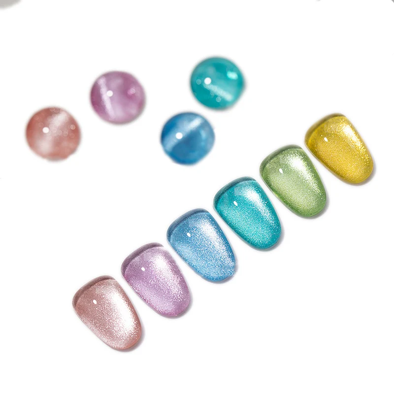 6pcs/lot Ice Crystal Cat Eye Nail Gel Polish Glitter Shiny Semi Permanent Varnish for Nail DIY Tools