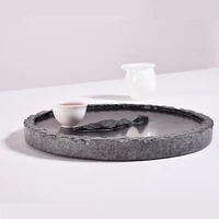 japanese round tea ceremony tray stone living room decorative drainage tea tray serving bandeja redonda gongfu tea set ob50cp