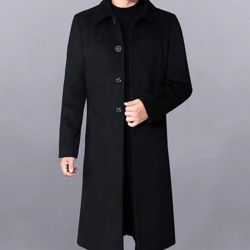 

Autumn and Winter Men's New Personalized Custom Fashion Plus Size Casual Mid-length Slim Single-breasted Woolen Coat S-4XL